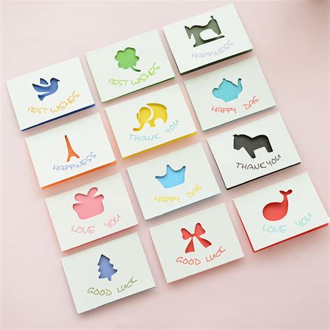 Then use this guide to paste your gift boxes on the card, using your glue stick. 11pcs Mini Birthday Folding Type Greeting Card Cute Kawaii ...