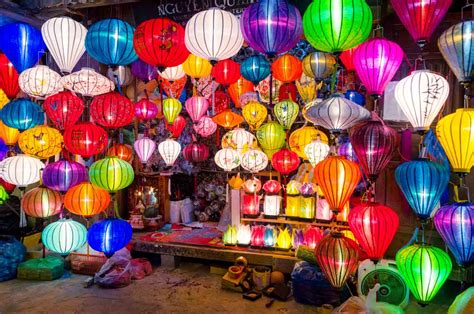 Hoi An Lantern Festival Paper Lanterns Hung On The Full Moon Date Of