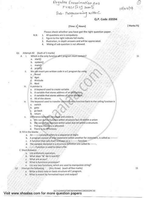 Students may select the elective subjects from the 3 options: Programming with C 2016-2017 B.Sc Computer Science ...