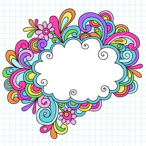 Psychedelic Cloud Thought Bubble Doodle Vector Wall Mural • Pixers