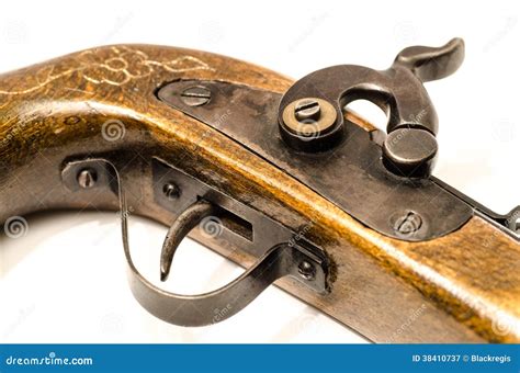 Closeup Old Wooden Gun Isolated Stock Image Image Of Barrel Force