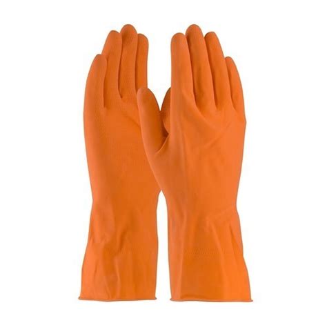 Orange Color Plain Pvc Safety Hand Gloves For Oil Chemicals Handling