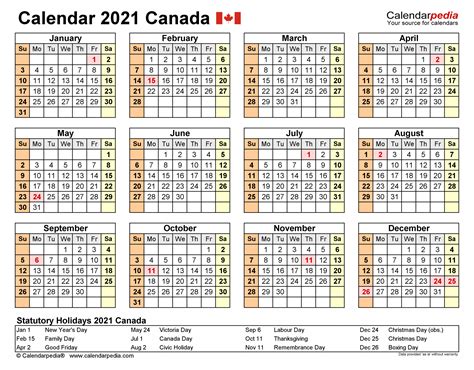 Calendar And List Of Holidays In Canada In 2021 Knowinsiders