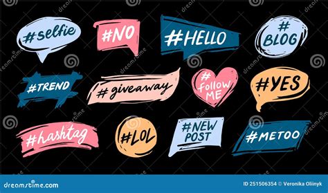 Hashtag Banners Social Media Tags Internet Slang Words And Online Communication Hashtags For