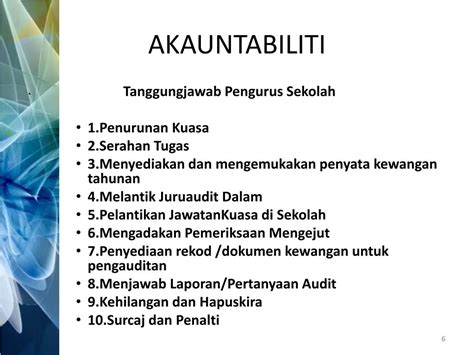 Video ini merupakan tugasan berkumpulan bagi projek eppa 3053 perakaunan pengurusan di mana kumpulan kami terdiri dari 5 orang ahli. PPT - TATACARA PENGURUSAN PERAKAUNAN WANG SEKOLAH UNIT ...