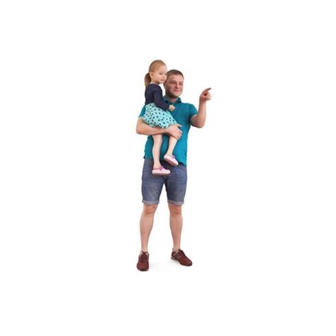 3d Model Dad And Daughter Vr Ar Low Poly Cgtrader