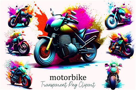 Watercolor Motorbike Clipart Motorcycle Graphic By Colourful