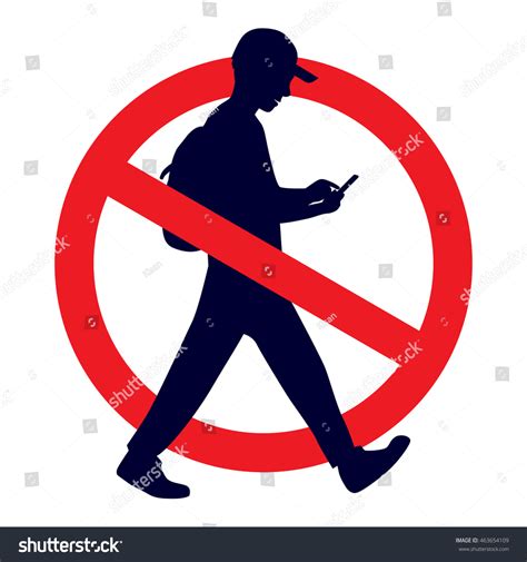 No Texting While Walking Allowed Vector Stok Vektör Telifsiz 463654109 Shutterstock