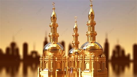 Ramadan Kareem Ilustrasi 3d Yang Menakjubkan Dari Menara Masjid Emas