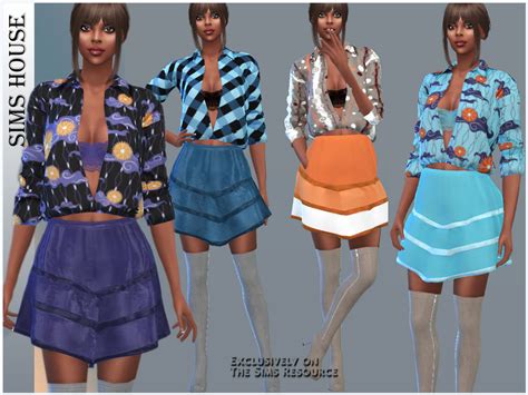 Unbuttoned Printed Blouse The Sims 4 Catalog