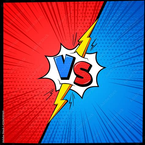 Vs Cartoon Background Versus Letters Comic Book Frame With Halftone