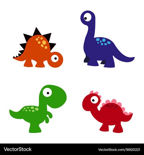 Set Cartoon Dinosaurs Royalty Free Vector Image