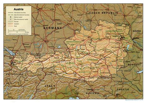 Austria Relief Map 1999 Daily Maps