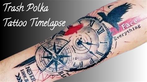 Trash Polka Compass Clock Tattoo Time Lapse Youtube
