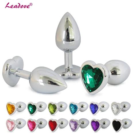1pcs Hot Medium Size Heart Shaped Stainless Steel Jewelled Crystal Anal