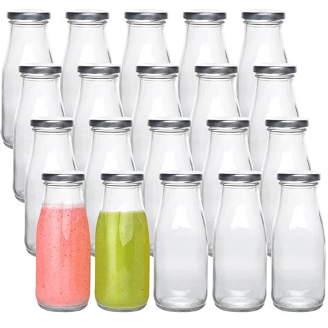 Buy 12 Oz Glass Bottles Clear Glass Milk Bottles With Silver Metal