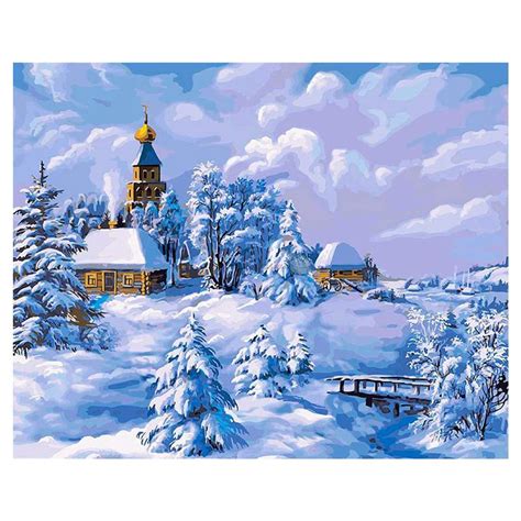 Diy Diamond Painting Landscape Snow Scene Cross Stitch