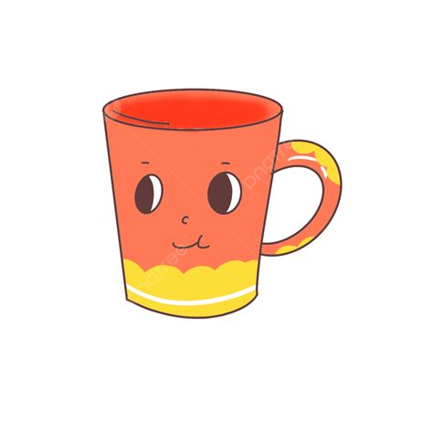 Coffee Cup Cartoon Clipart Transparent Background Creative Yellow