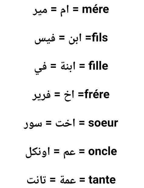 تعلم اللغه الفرنسية (الاهل والاقارب) | Basic french words, Learn french ...