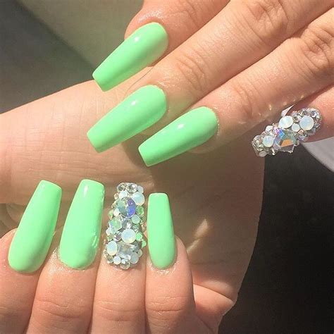 Lime Green With Holographic Glitter Tapered Square Nails Pinterest