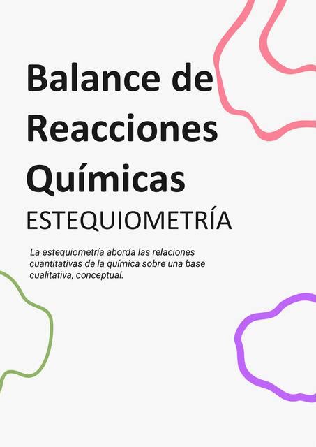 Balance De Reacciones Químicas Y Estequiometría Carla Bustamante Udocz