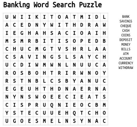 Banking Terms Word Search Word Search Printables Word Search