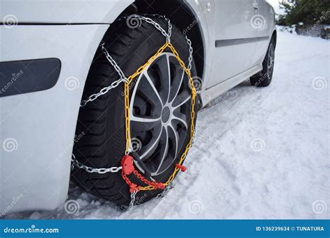 Tyre With Chains Stock Photo Image Of Transportation 136239634