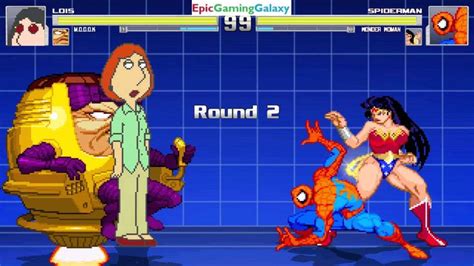 Spider Man And Wonder Woman Vs Lois Griffin And Modok In A Mugen Match Battle Fight This