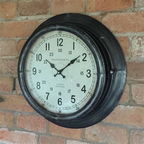 Antiqued Gunmetal Grey Industrial Wall Clock By Cowshed Interiors