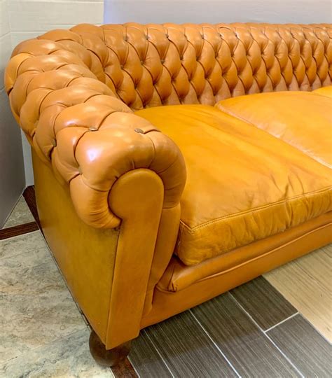Extra Large English Leather Tufted Chesterfield Sofa At 1stdibs