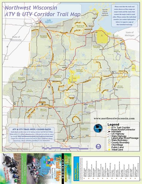 Nw Wisconsin Atv And Snowmobile Corridor Map Wisconsin Trail Maps Atv