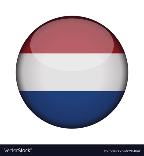 Netherlands Flag In Glossy Round Button Of Icon Vector Image