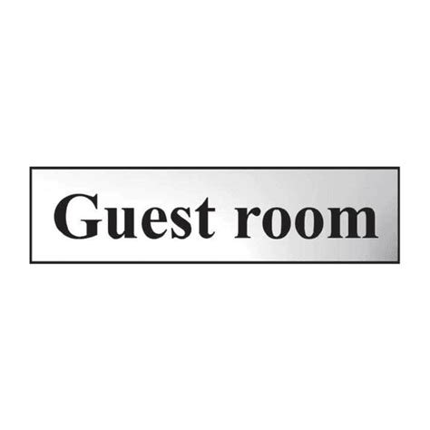 Guest Room Sign Chrome Effect Self Adhesive Pvc 200mm X 50mm Rsis