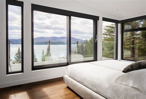 Bedroom With Large Black Frame Windows Master Bedroom Windows Modern