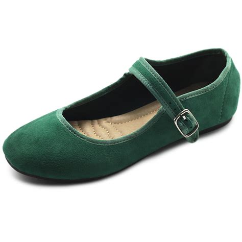 Ollio Womens Shoes Faux Suede Casual Mary Jane Light Ballet Flats Zy0