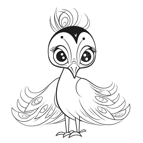 Peacock Drawing Vector Cartoon Coloring Pages Outline Sketch Real