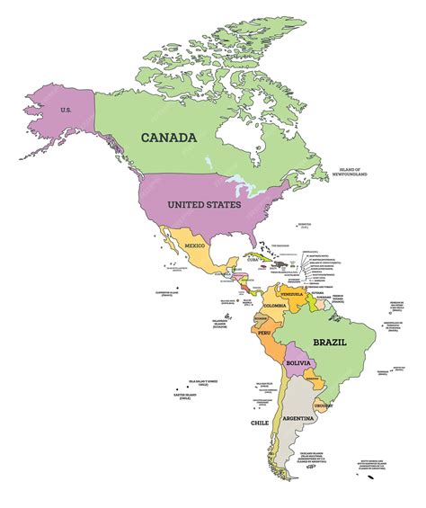 Mapa Político De América Del Sur Y Del Norte En El Mapa De Proyección