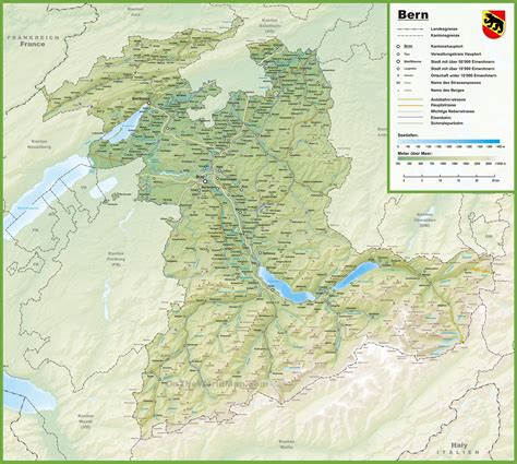 Canton Of Bern Map With Cities And Towns Canton Of Bern Map Canton