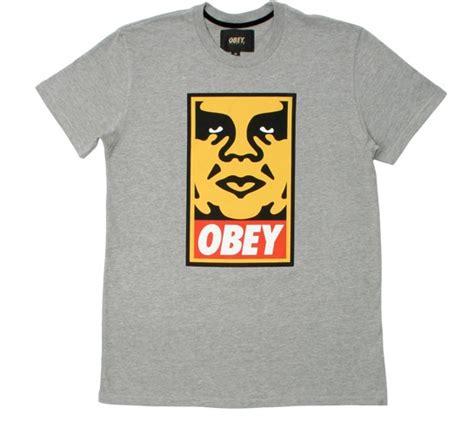 Obey Obey Orange Icon Face T Shirt Heather Grey Buy Mens Obey T