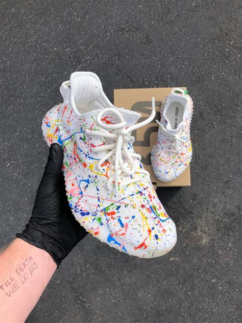 Custom Paint Splattered Adidas Yeezys B Street Shoes