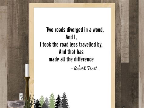 The Road Not Taken By Robert Frost Inspirational Famous Etsy