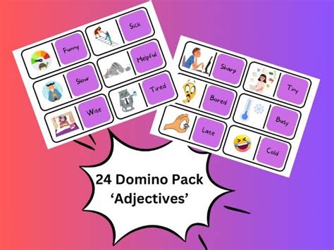 Adjective Domino Game Teaching Resources