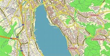 Zurich Switzerland Map Vector City Plan Low Detailed (for small print ...