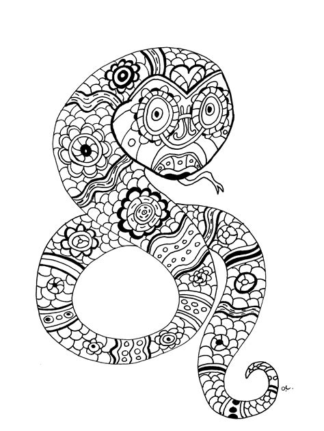 The Snake By Oliv Snakes Adult Coloring Pages