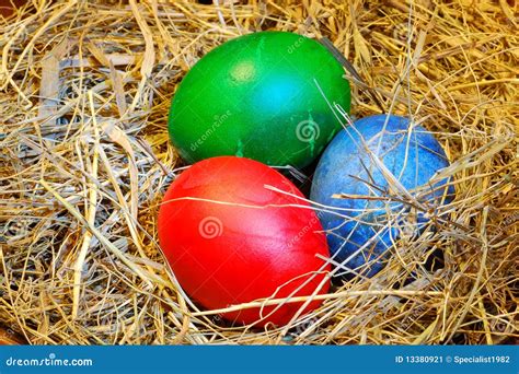 Easter Eggs In Hay Stock Image Image Of Straw April 13380921