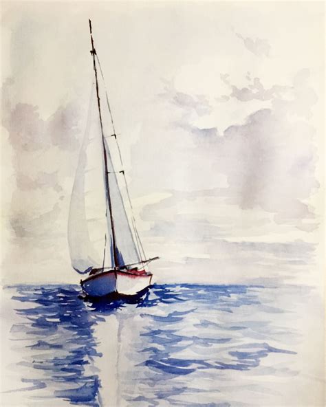 Sailing Art Watercolor Boat Sailboat Painting