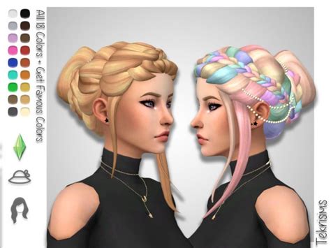 Sims 4 Hairs The Sims Resource Pastel Updo Bun Hair Recolored By Vrogue