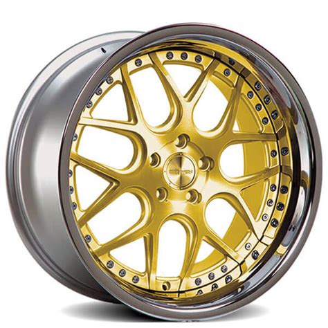 20 Rennen Wheels Csl 2 Gold With Chrome Step Lip Rims