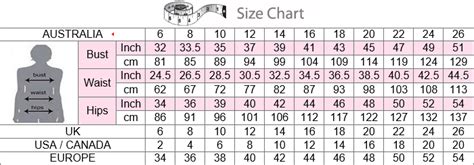 Womens Dress Size Chart Conversion