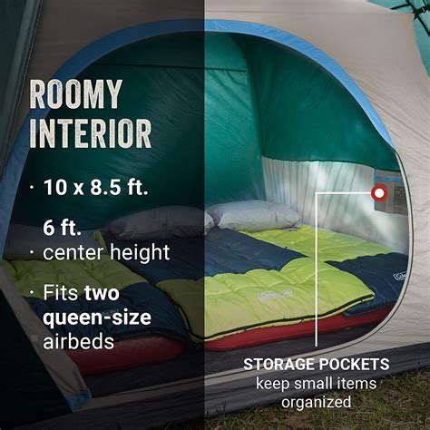 Coleman Camping Tent Skydome 6 Person Tent Full Fly Vestibule